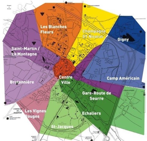Plan des quartiers de Beaune